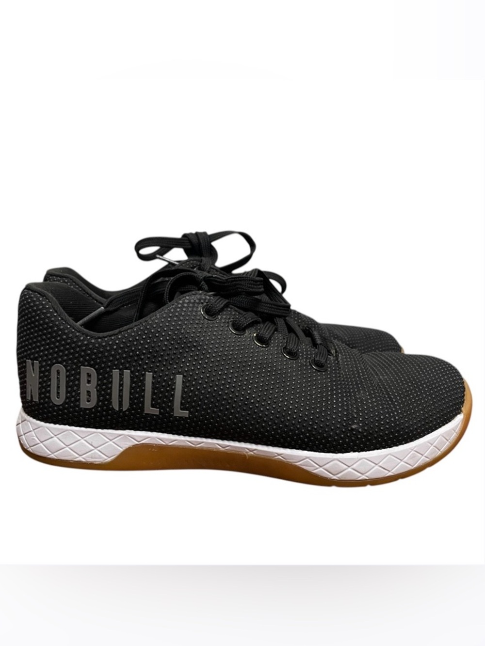 NoBull outwork trainers  black white gum bottoms